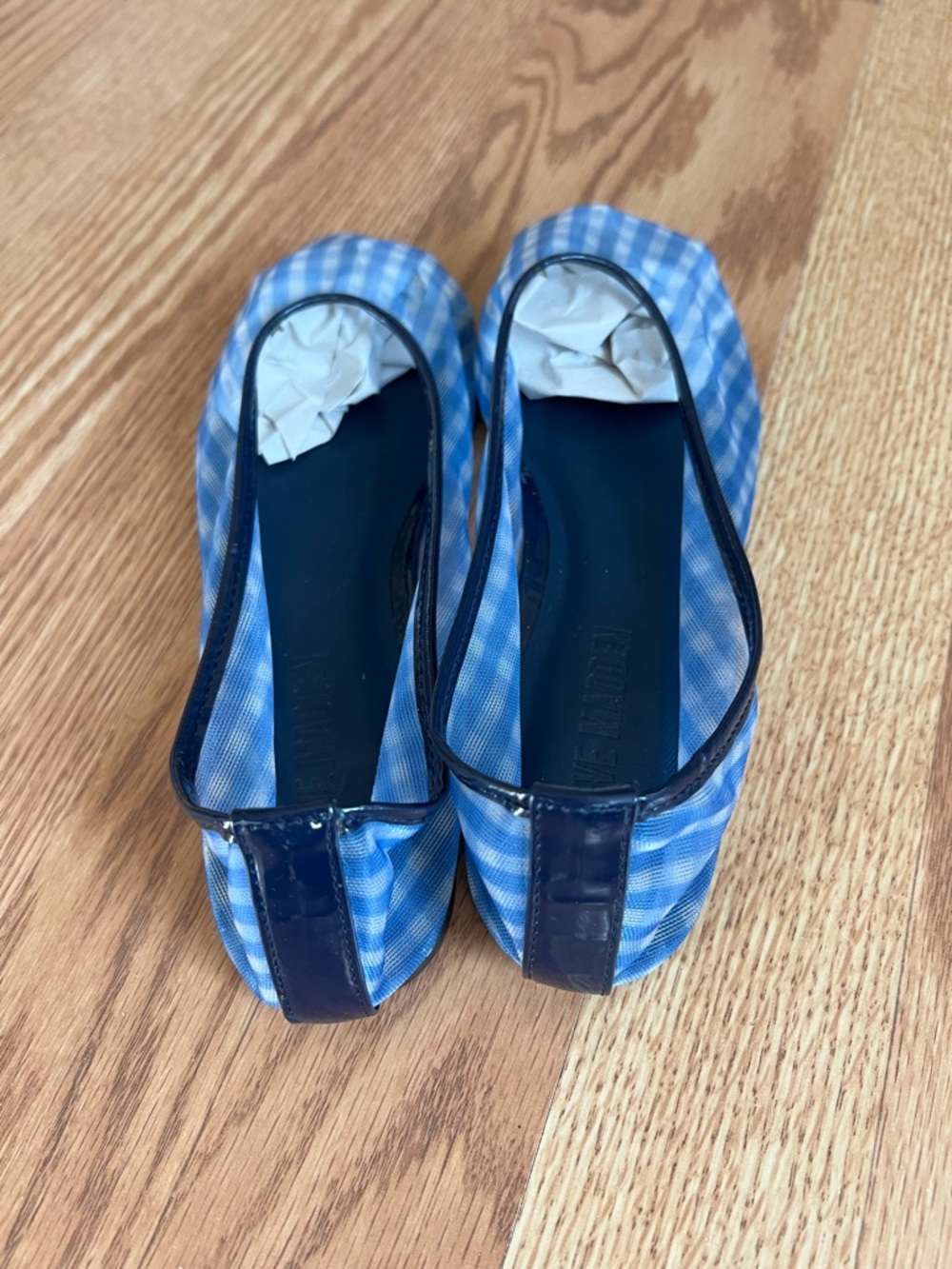 New Steve Madden Women's Meadow Ballet Flats in Blue Gingham Mesh Size 7.5 - Picture 4 of 9